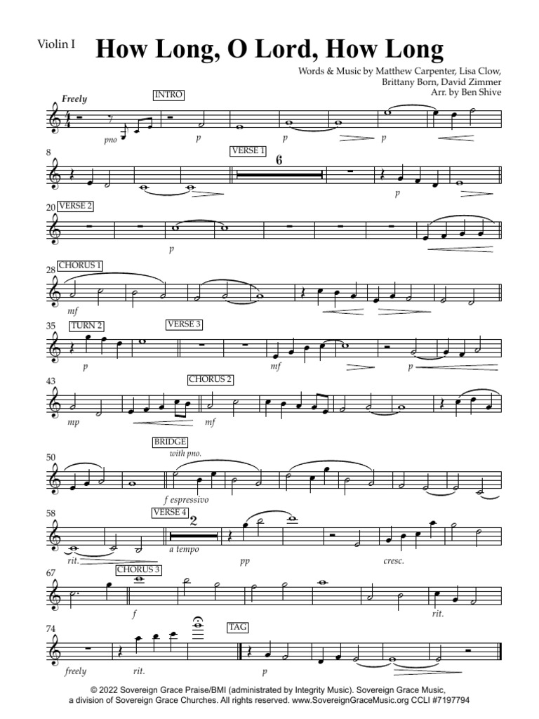 How long o lord how long violin 1 c pdf