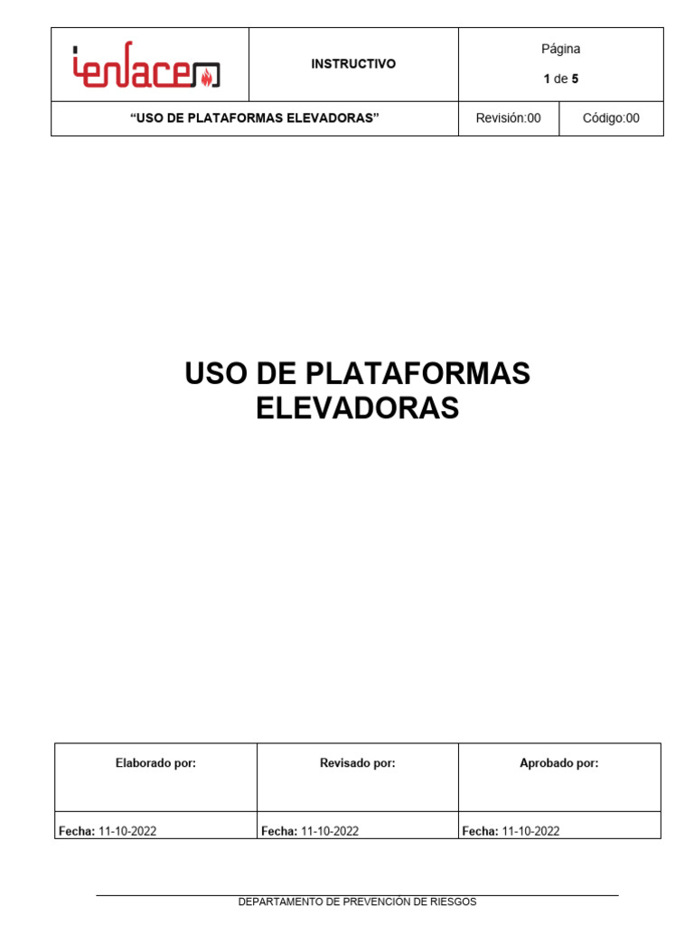 Instructivo para Uso Seguro de Plataformas Elevadoras | PDF