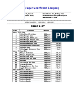 Jams Price List