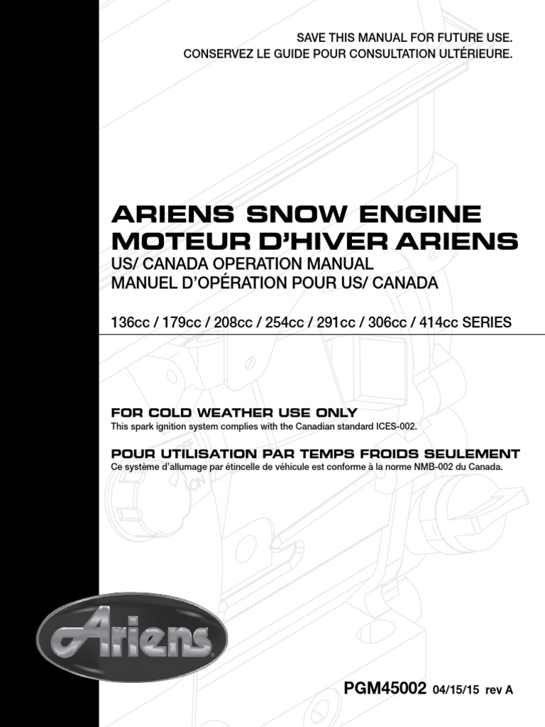 Ariens Snowblower Engine Manual - 28 Deluxe | PDF