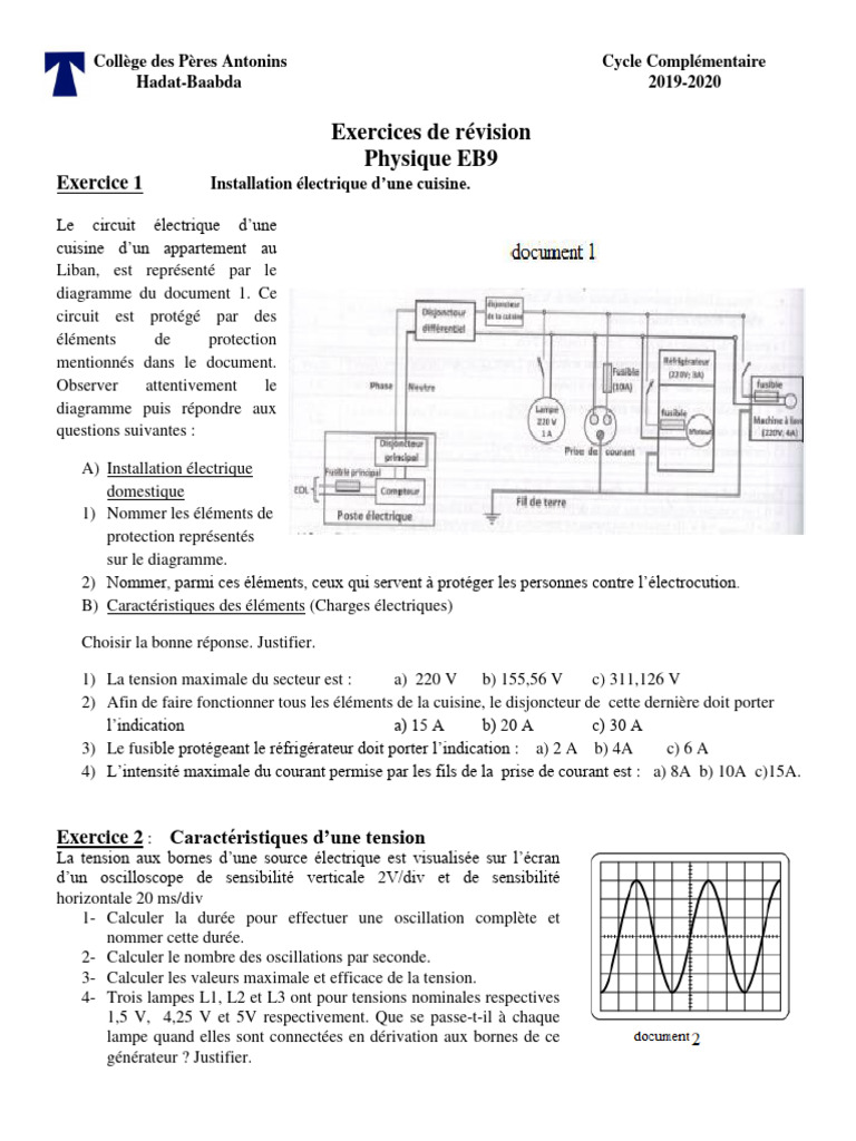 Exercices de révision en physique EB9 | PDF | Méthodes et références ...