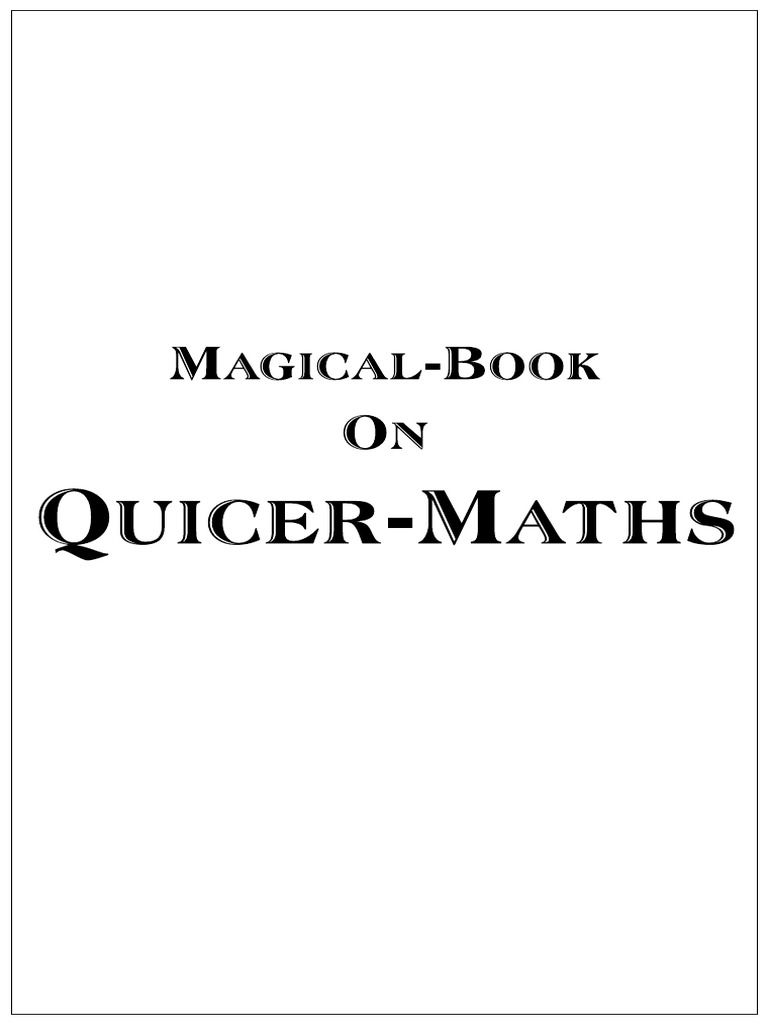 Magical Book-Quicker Maths | PDF