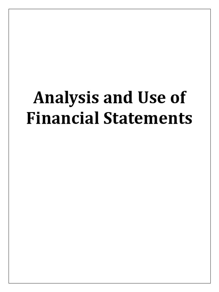 Analysis and Use of Financial Statements PDF Generally Accepted