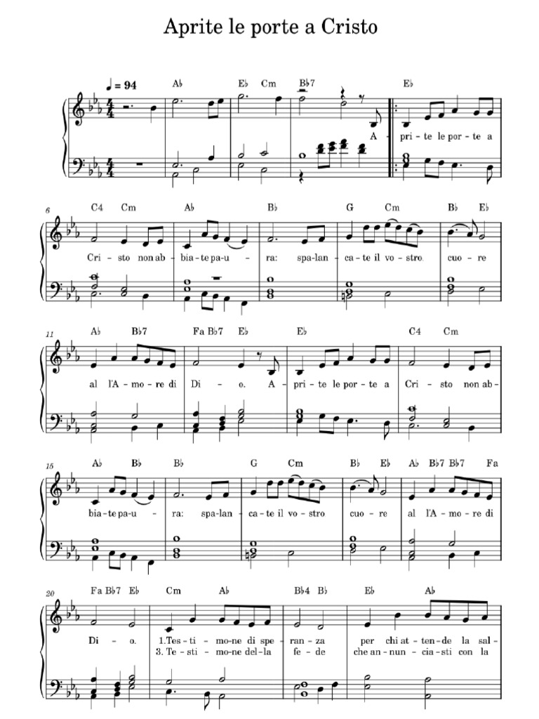 APRITE LE PORTE A CRISTO Spartito | PDF