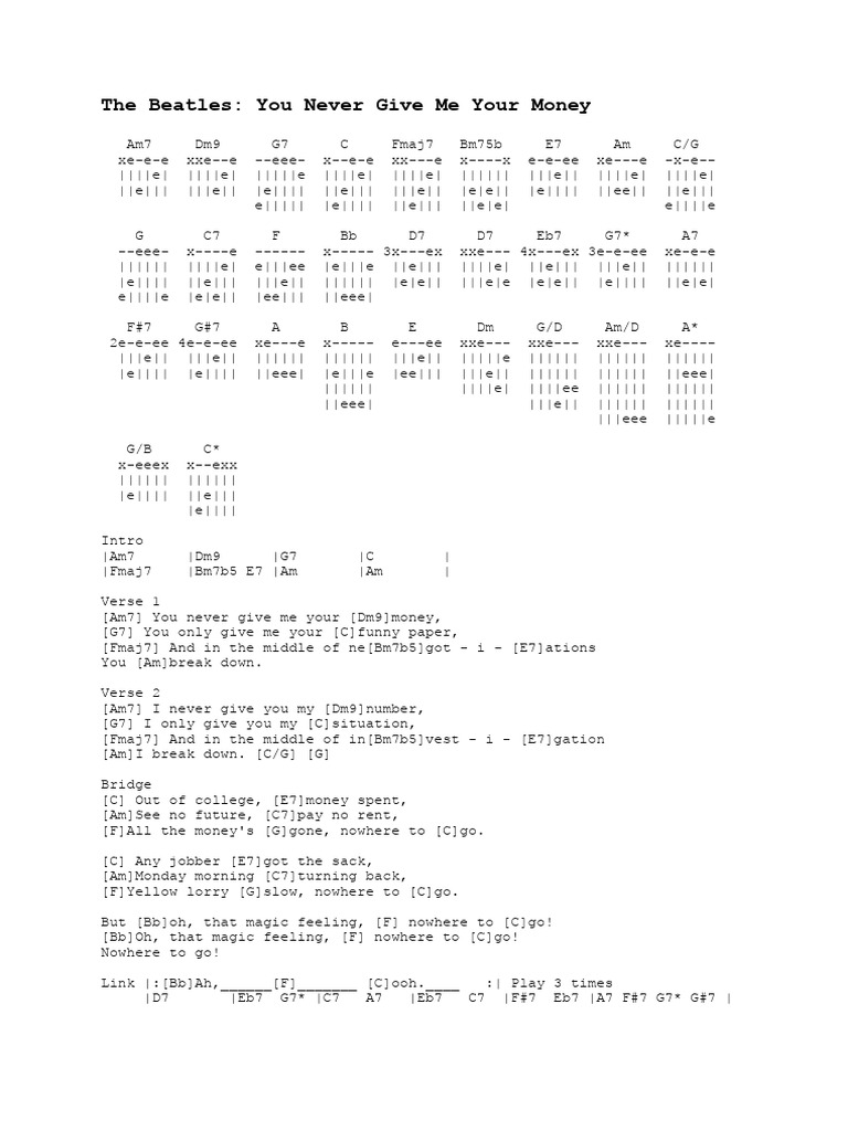 The Beatles You Never Give Me Your Money PDF