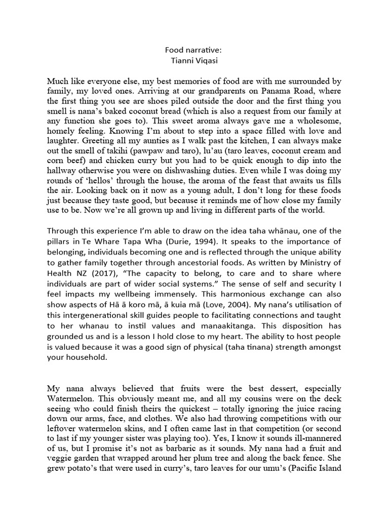 Food Narrative - 1B | PDF | Emotions | Feeling