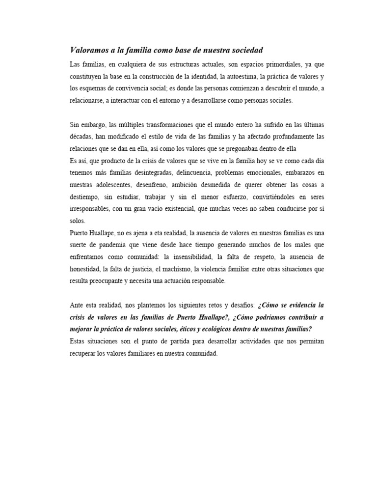 Crisis de valores en la familia actual | PDF | Estilo de vida