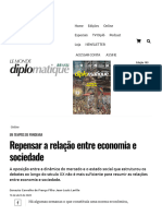 Repensar A Relação Entre Economia e Sociedade - Le Monde Diplomatique