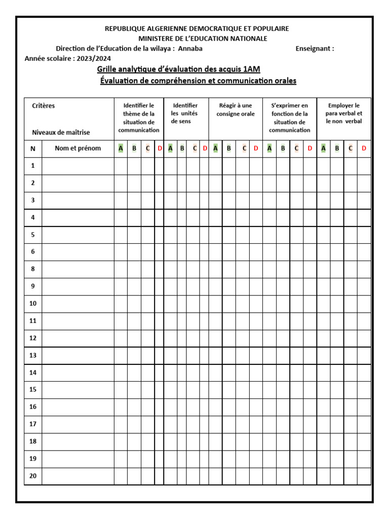 Grille d valuation pdf