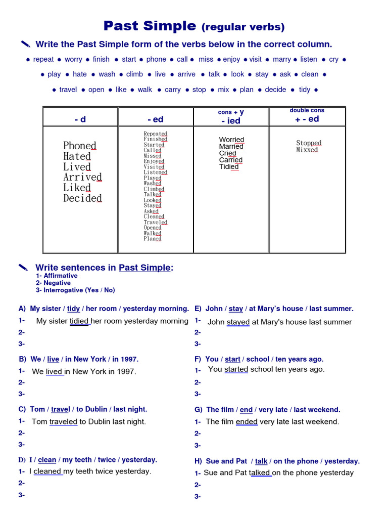 PAST SIMPLE - Exercises | PDF