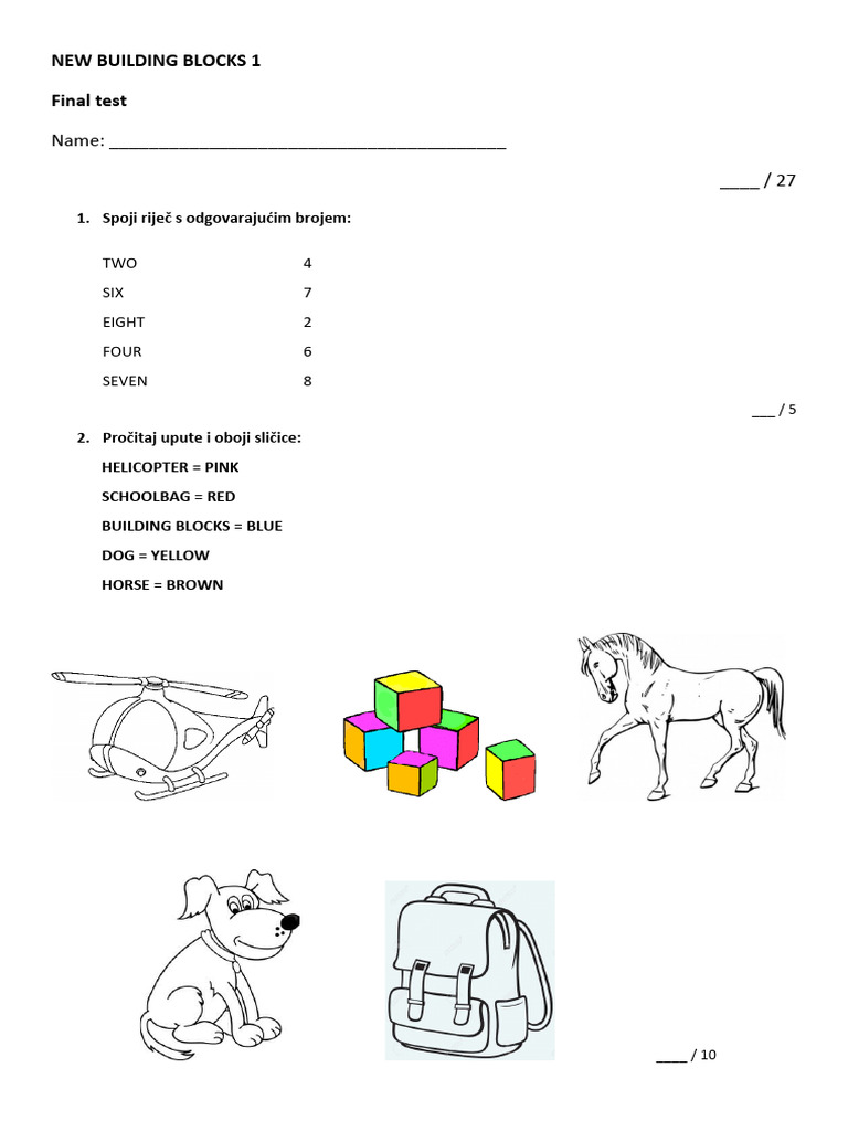 Final Test for New Building Blocks 1 | PDF