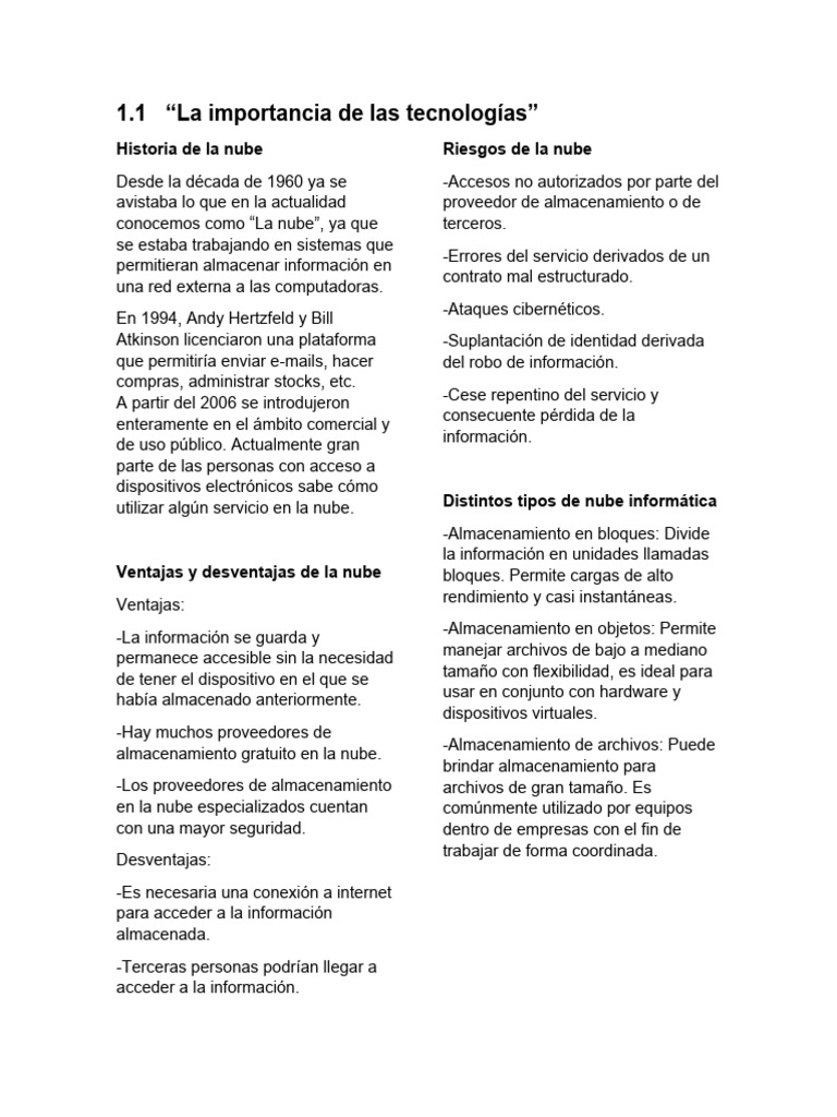 Desventajas de la nube informática | PDF | Computación en la nube ...