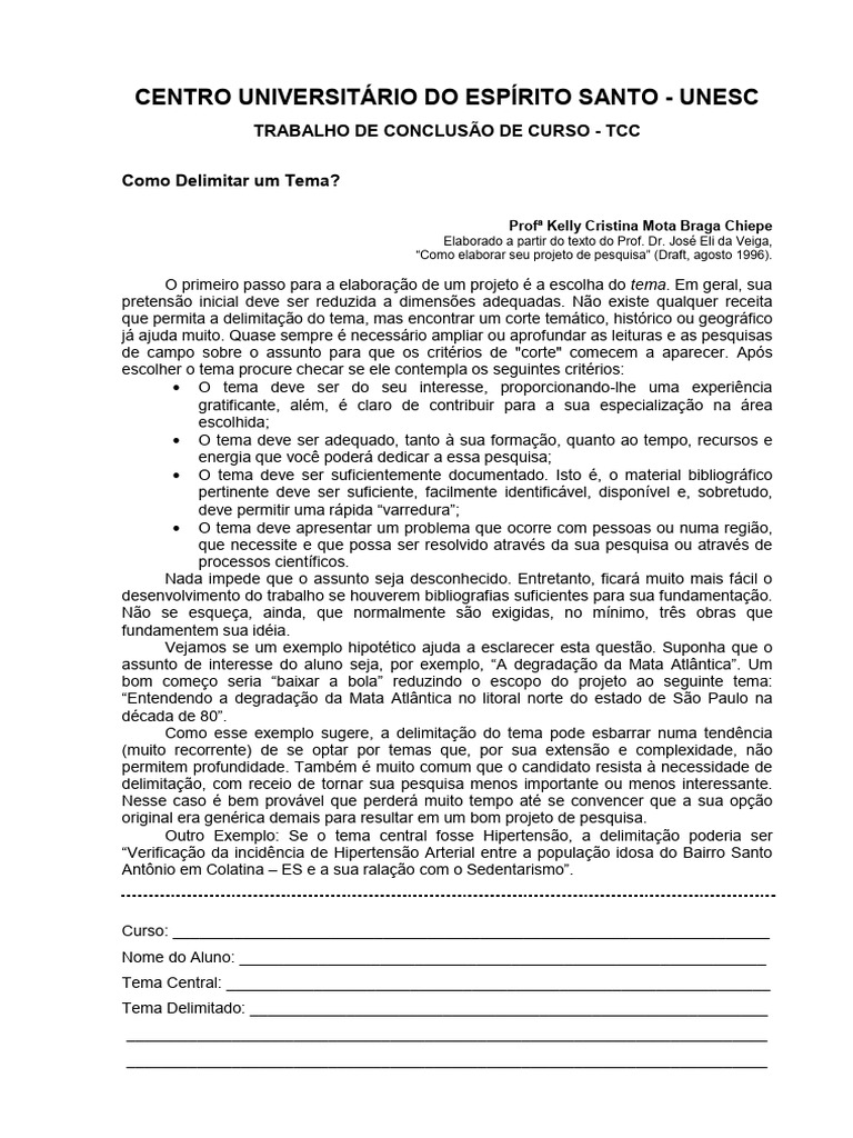 Como Delimitar Um Tema | PDF