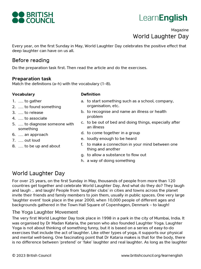 LearnEnglish-Magazine-World Laughter Day | PDF | Laughter | Psychology