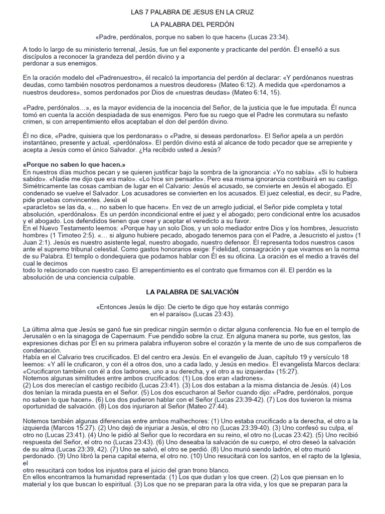 Las 7 Palabras De Jesus En La Cruz Pdf Jesús Evangelio De Mateo