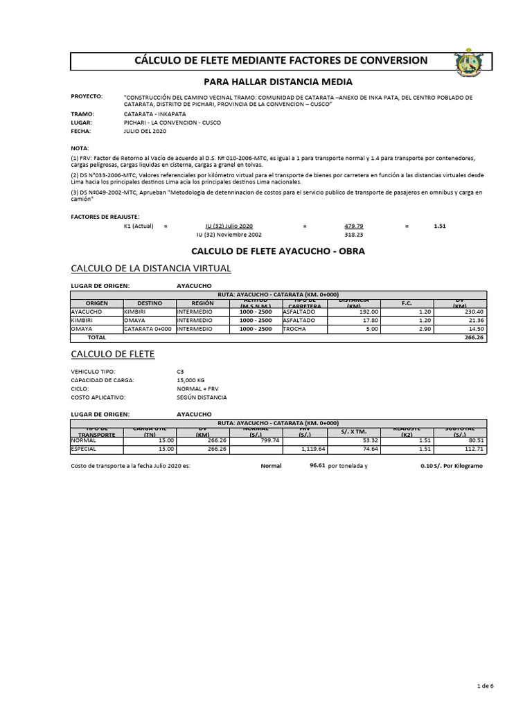 Calculo de Flete | PDF | Transporte
