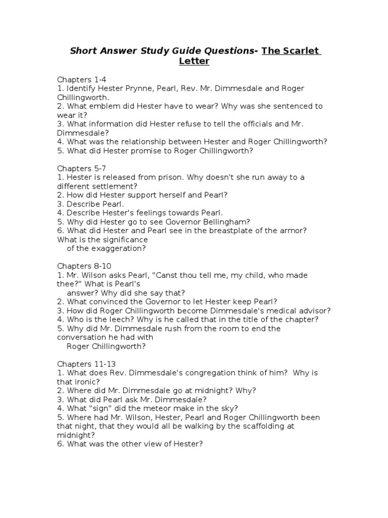 The scarlet letter study guide