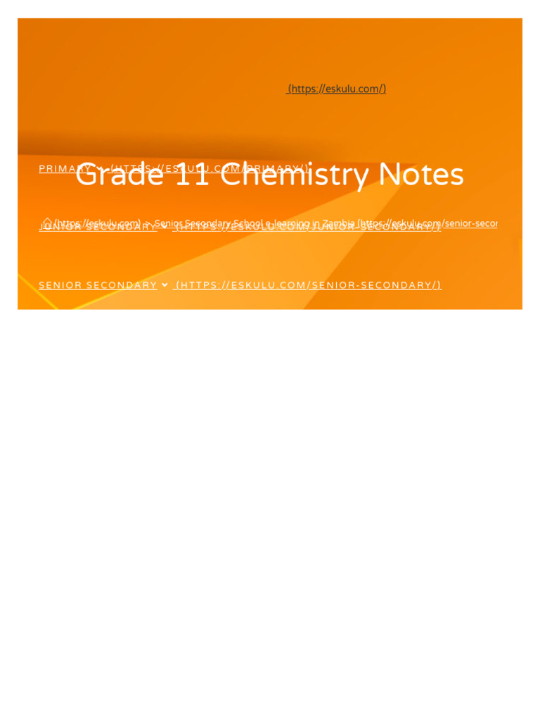 Grade 11 Chemistry Notes - Eskulu | PDF