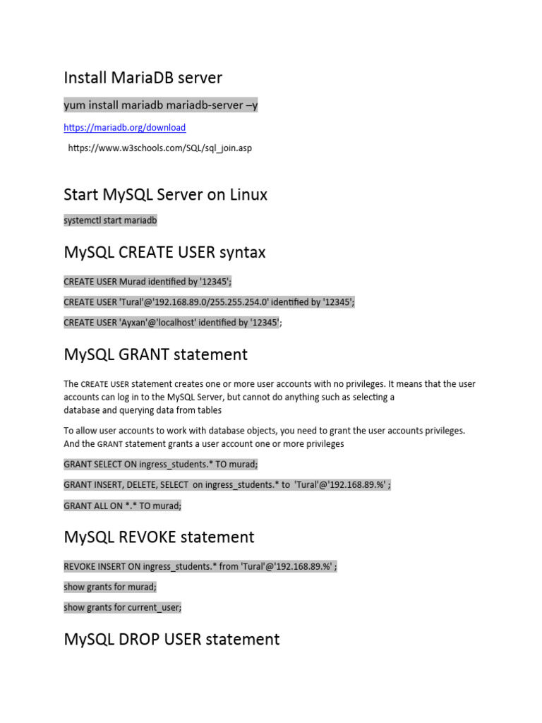Maria DB Commands | PDF