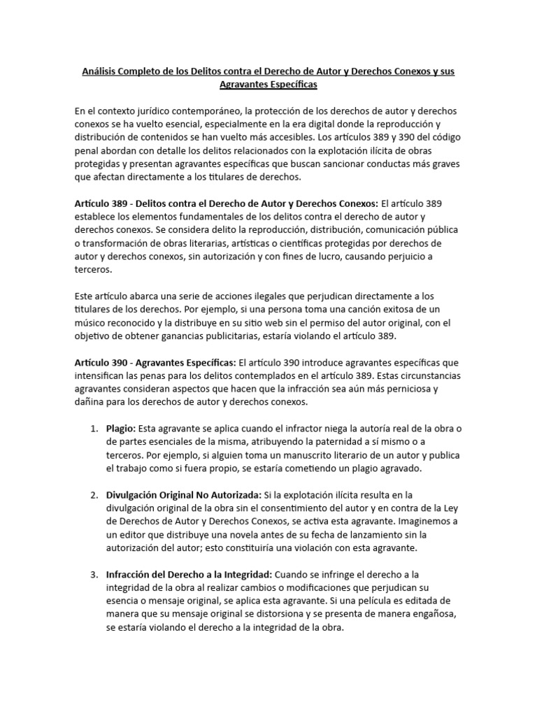 Análisis Completo de Los Delitos Contra El Derecho de Autor y Derechos ...