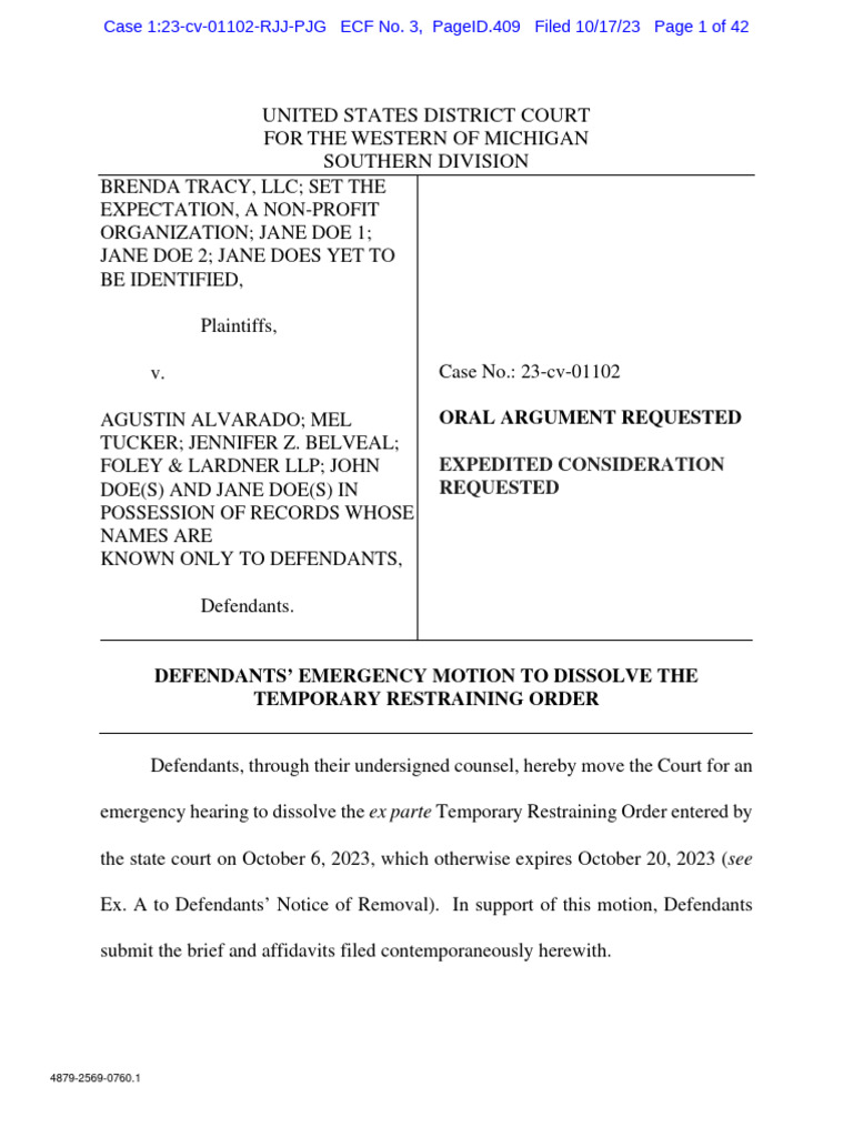 Mel Tucker Files Motion in Federal Court | PDF | Politics | Social Science