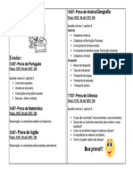 Calendário de Provas - 5º Ano Bilíngue