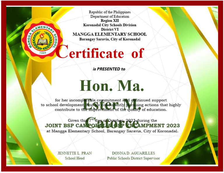 Certificate of Recognition for Hon. Catorce | PDF