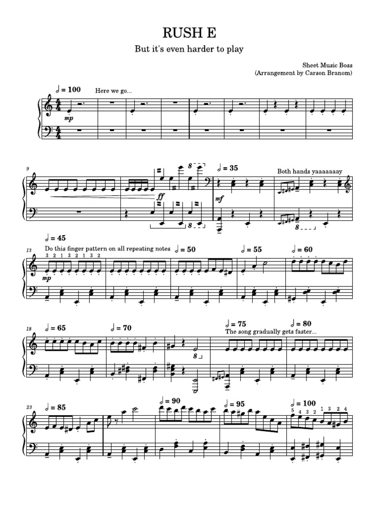 Rush E Sheet Music Boss Harder Playable PDF
