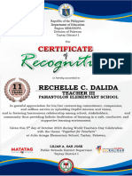 Certificate of Recognition - Bronze