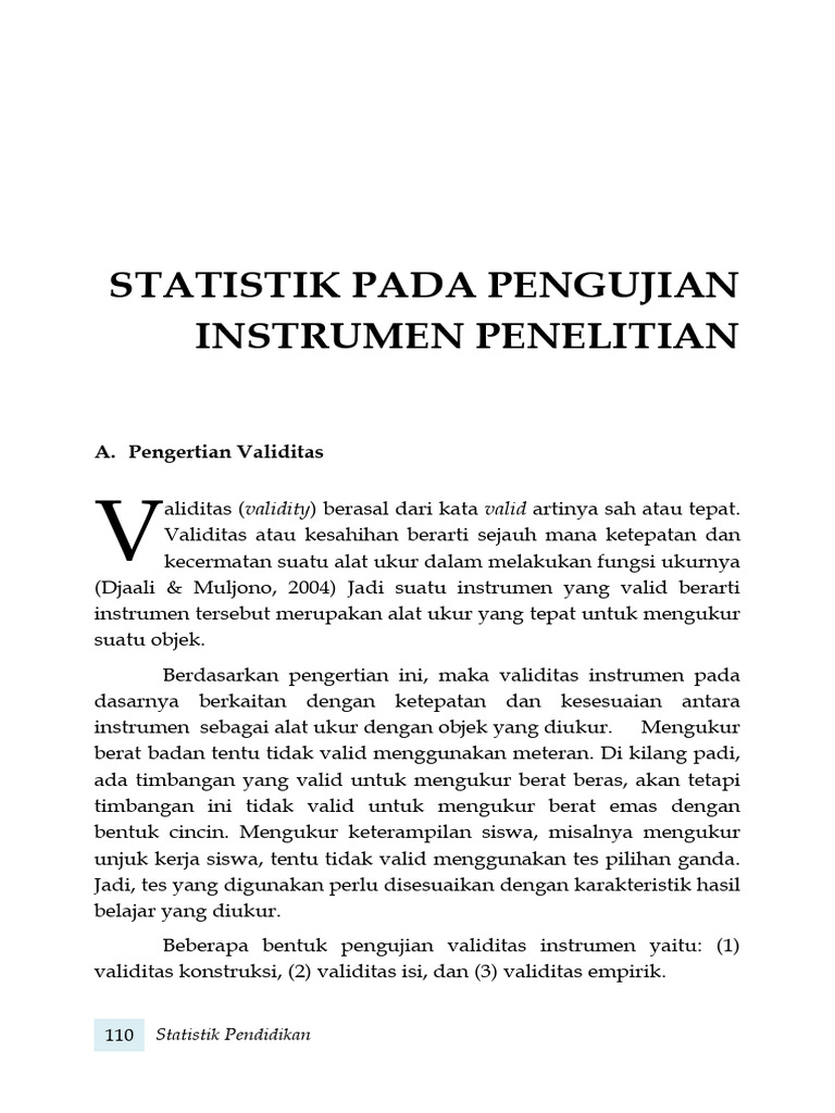 Validitas Instrumen Pengujian Statistik | PDF