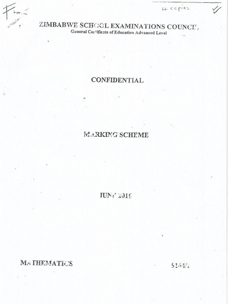Zimsec a level mathematics ms june 2016 paper 1 pdf