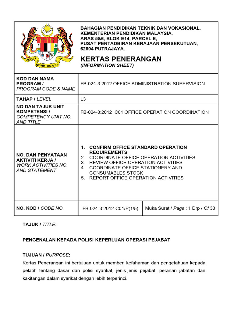 Kertas Penerangan 1 | PDF