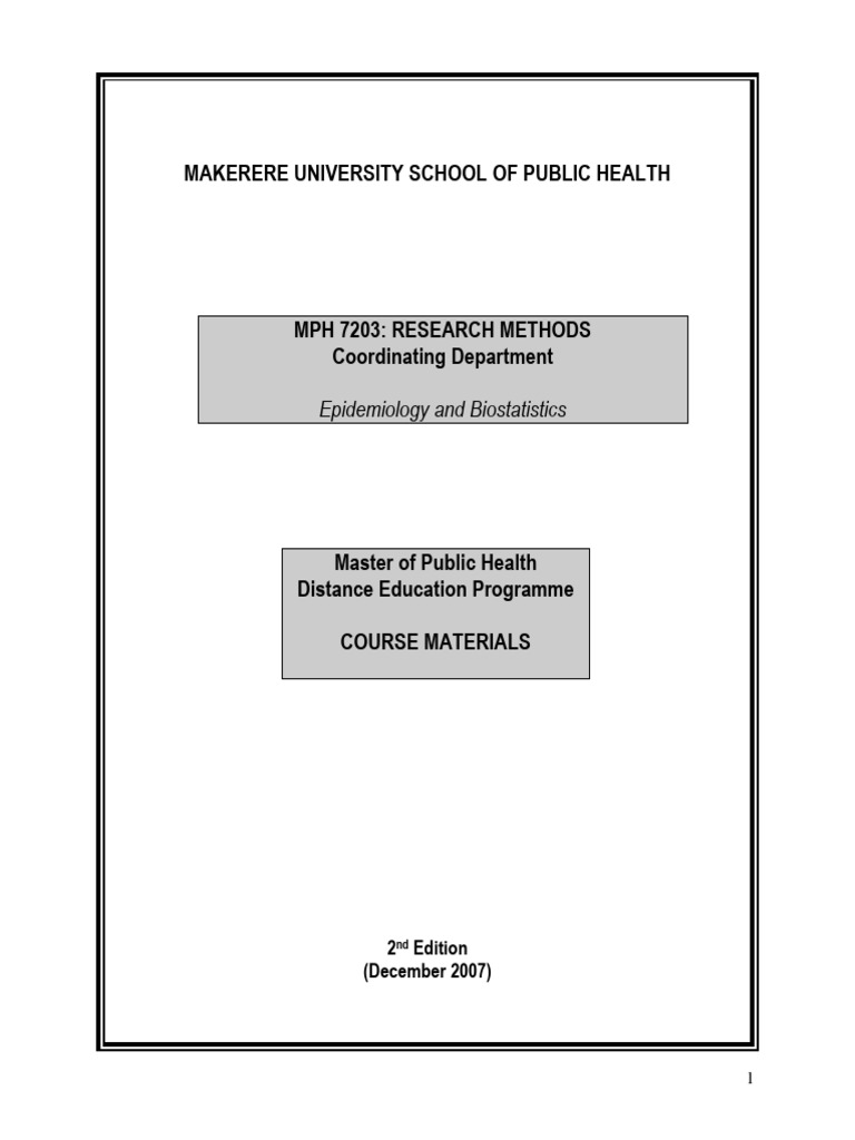 Research Methods Course Guide Makerere MPH PDF