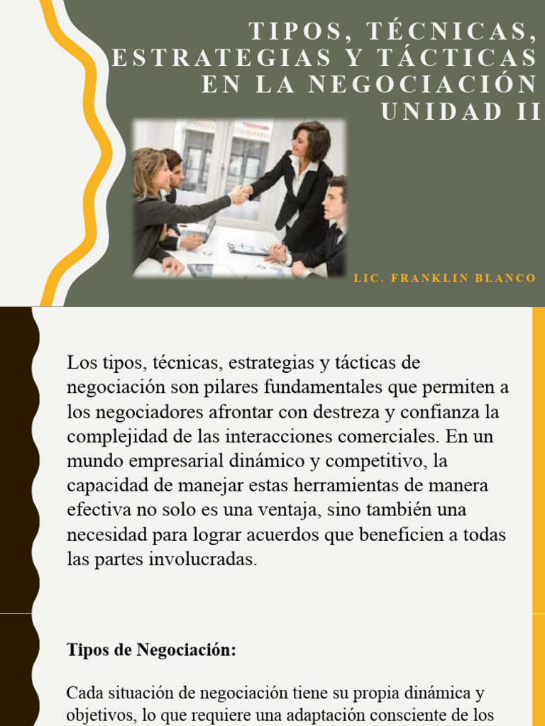 Tipos, Técnicas, Estrategias y Tácticas en La Negociación. | PDF