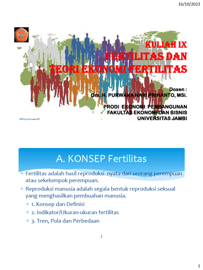 Teori Ekonomi Fertilitas: Konsep & Pengukuran | PDF