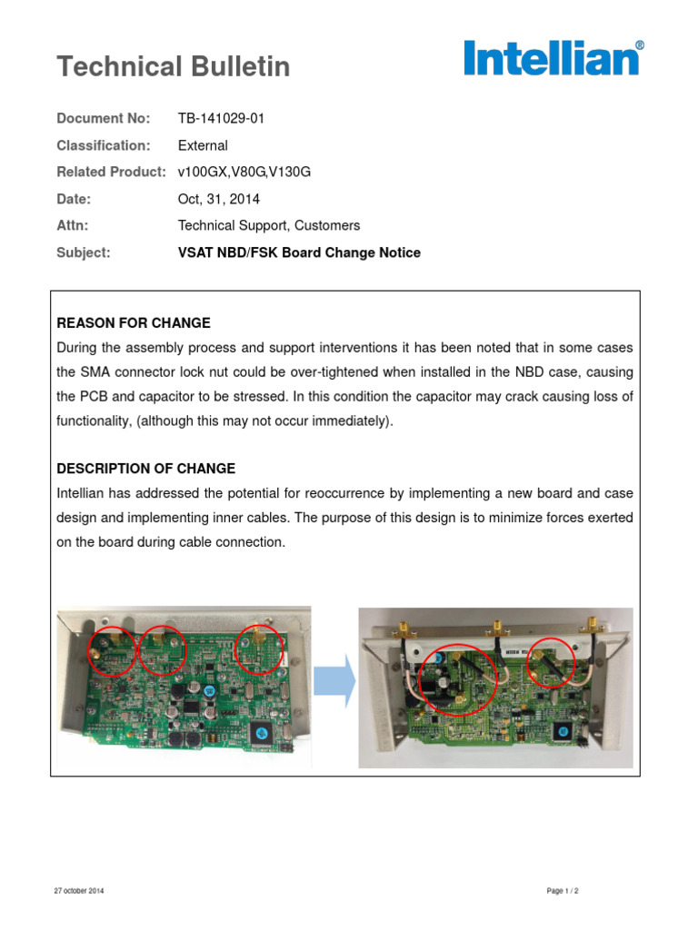 VSAT Board Change Notice for Intellian | PDF