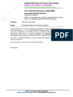 Informe N°018-2021 - Solicito Documento Que Sustente Bajo Que Modalidad Se Encontraba El Sr. Fredy Chavez
