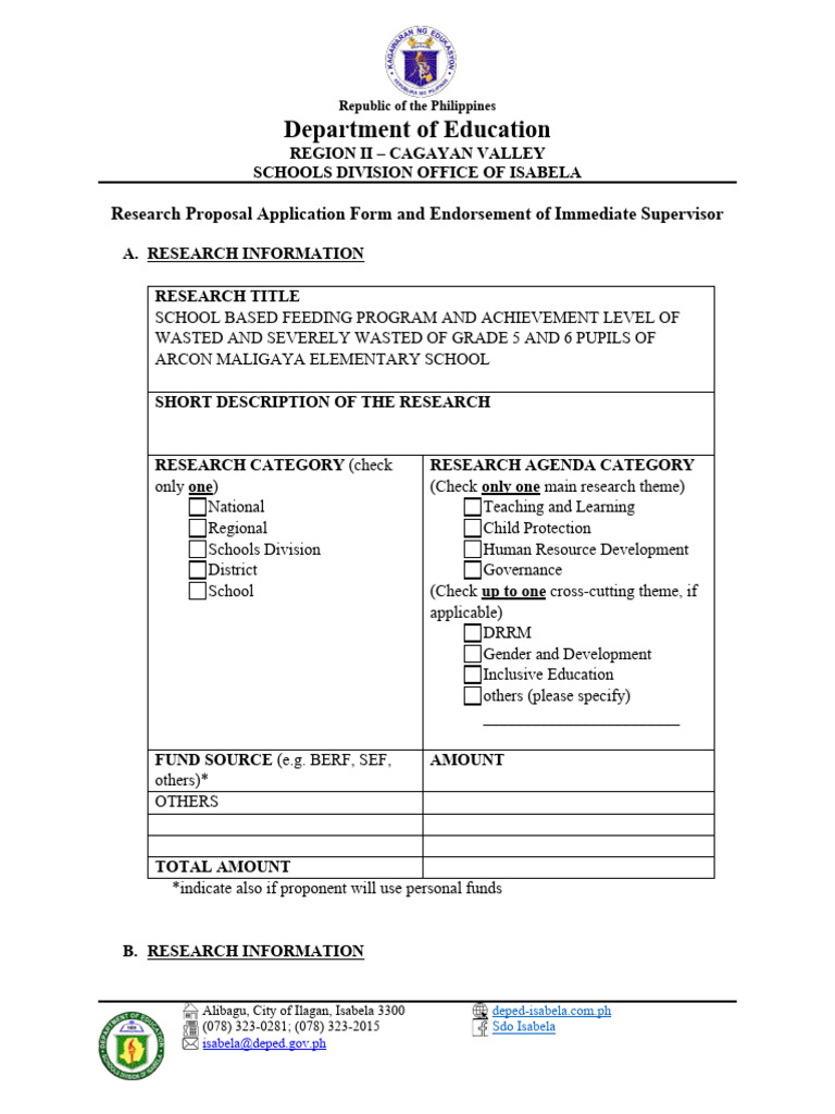 Template 1 Research Proposal Application Form and Endorsement of ...