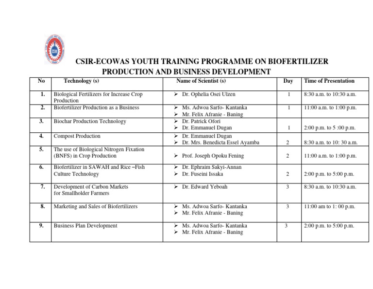 Ecowas Final Time Table Pdf