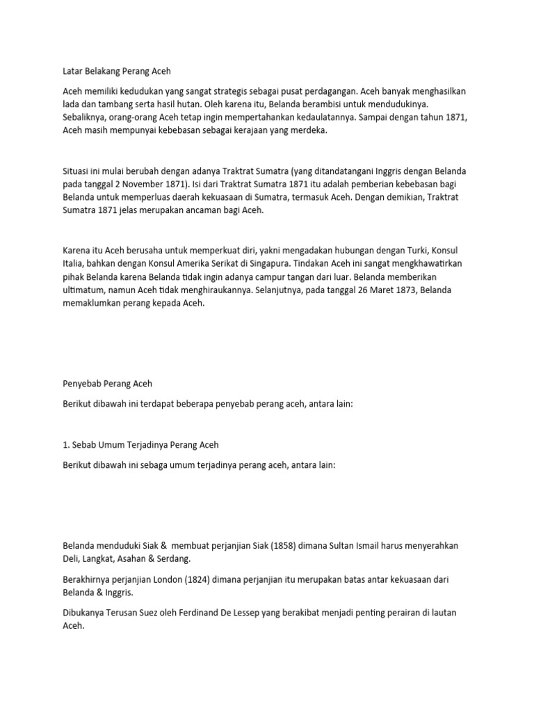 Latar Belakang Perang Aceh PDF