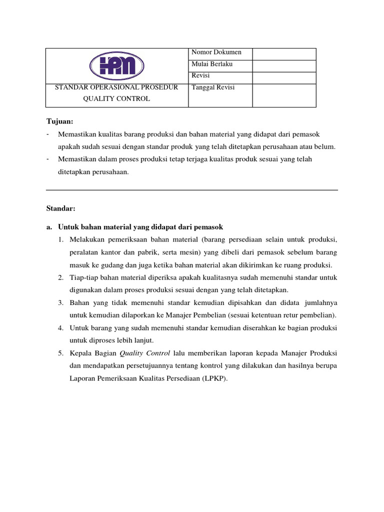 SOP Quality Control Industri Farmasi | PDF