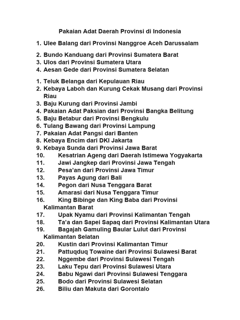 Pakaian Adat Indonesia | PDF