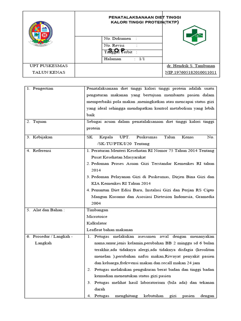 Sop Diet TKTP | PDF