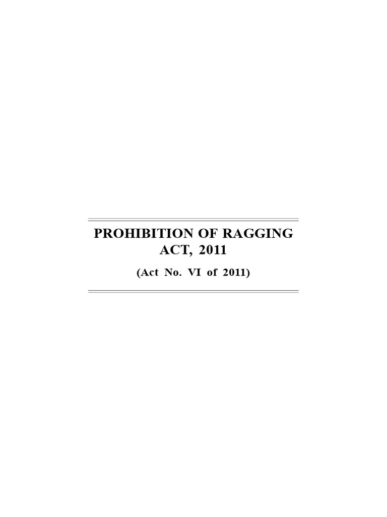 Prohibition of Ragging Act, 2011 | PDF | Public Law | Ethical Principles