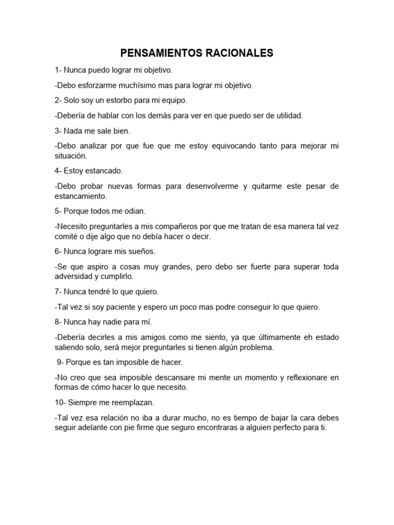 Pensamientos Racionales Ejemplos – BEKW