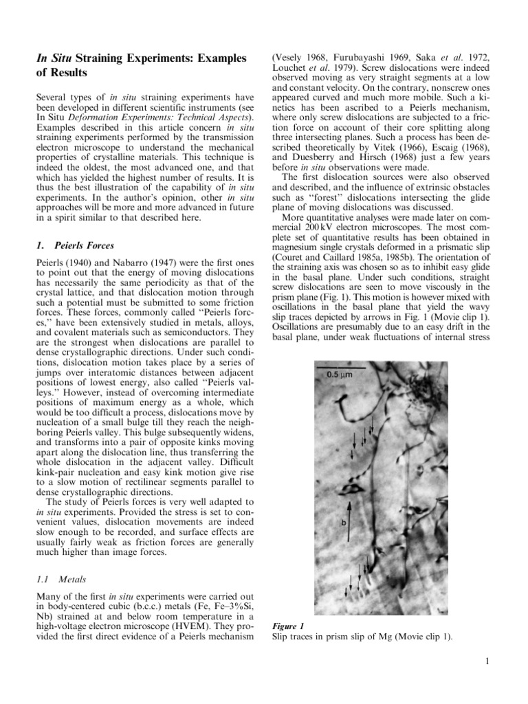 In Situ Straining Experiments - Examples of Results | PDF | Dislocation ...