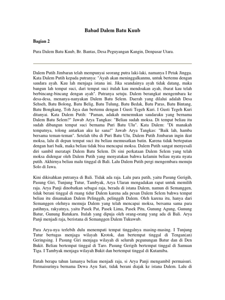 Keturunan Dalem dan Perjuangan Bali | PDF