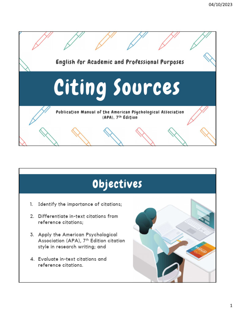 EAPP L6. Citing Sources PART 1 | PDF | Citation | Apa Style