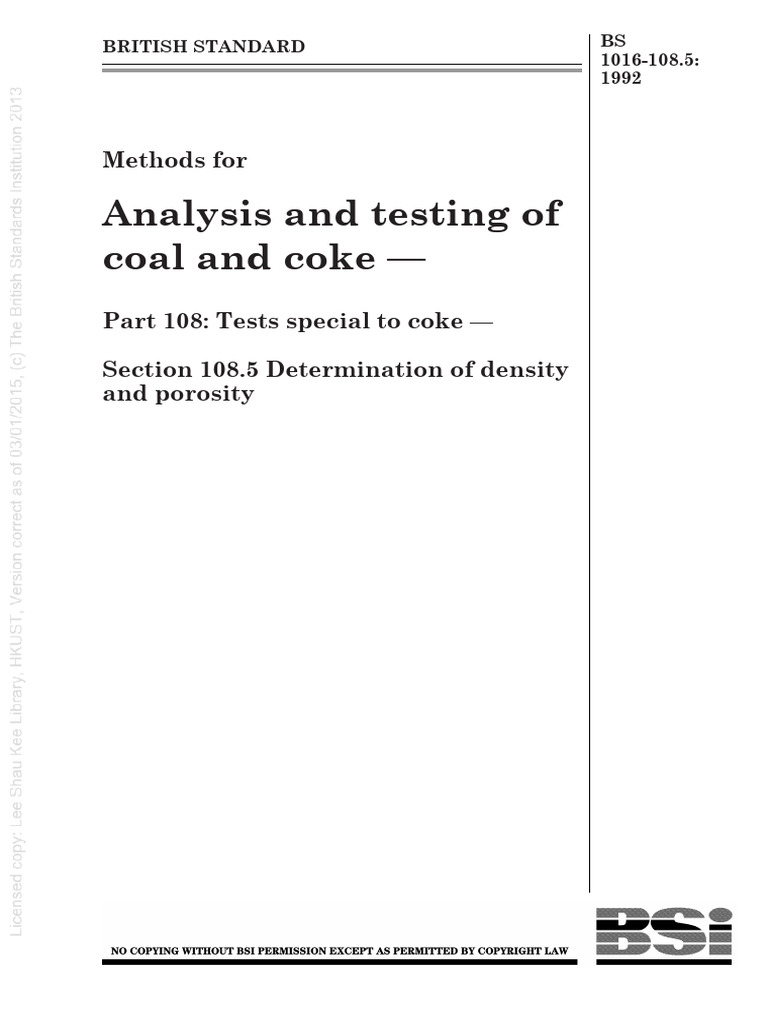 Analysis and Testing of Coal and Coke - : Methods For | PDF | Science ...