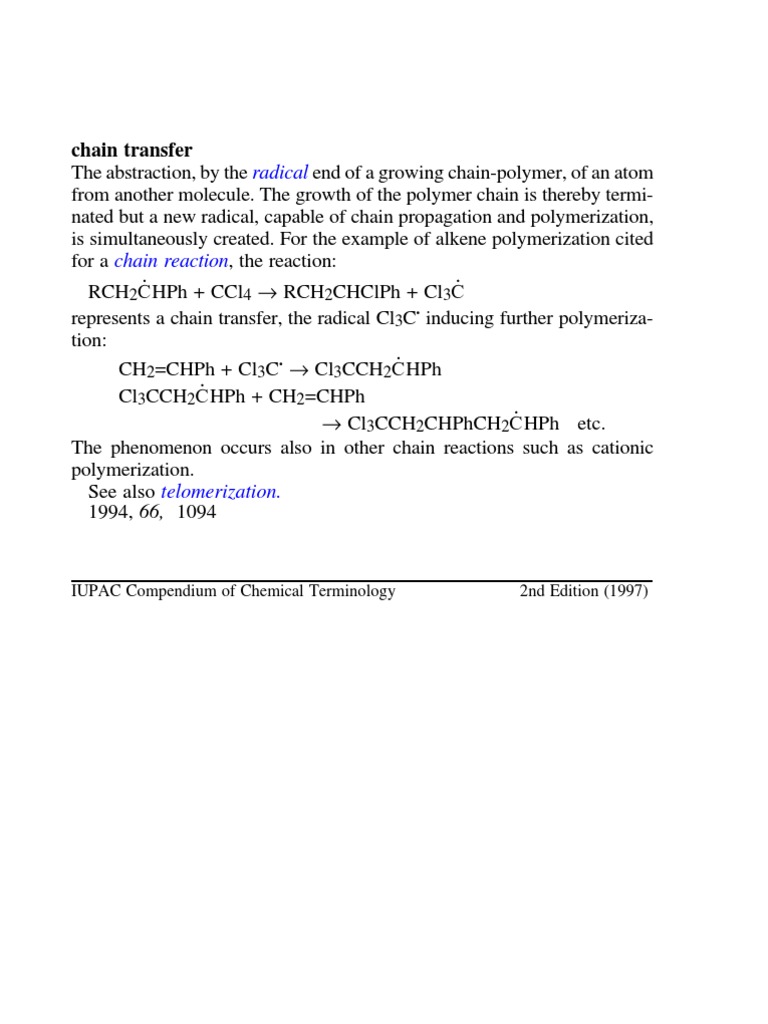 Understanding Chain Transfer in Polymerization | PDF | Science ...